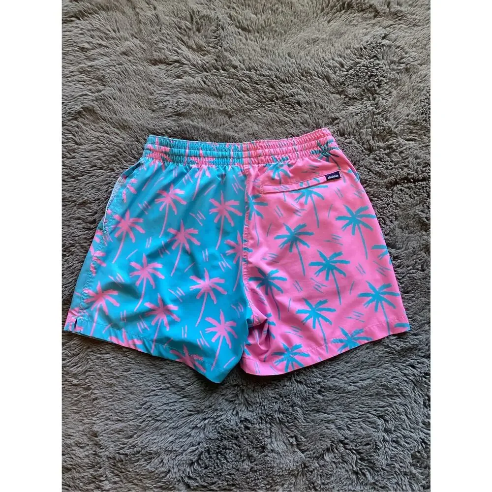 Chubbies Men's the prince of pints Quick Dry Swim Trunks, size M pink and blue